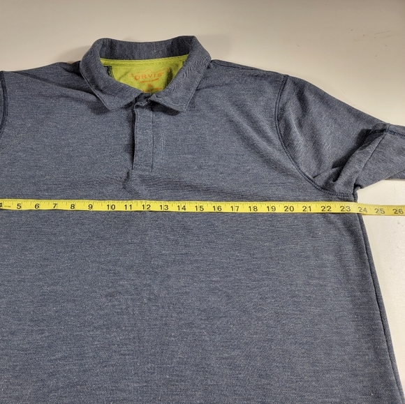 Orvis Shirt Mens XL Trout Bum Polo Navy Blue Short Sleeve Snap Closure - Picture 7 of 8